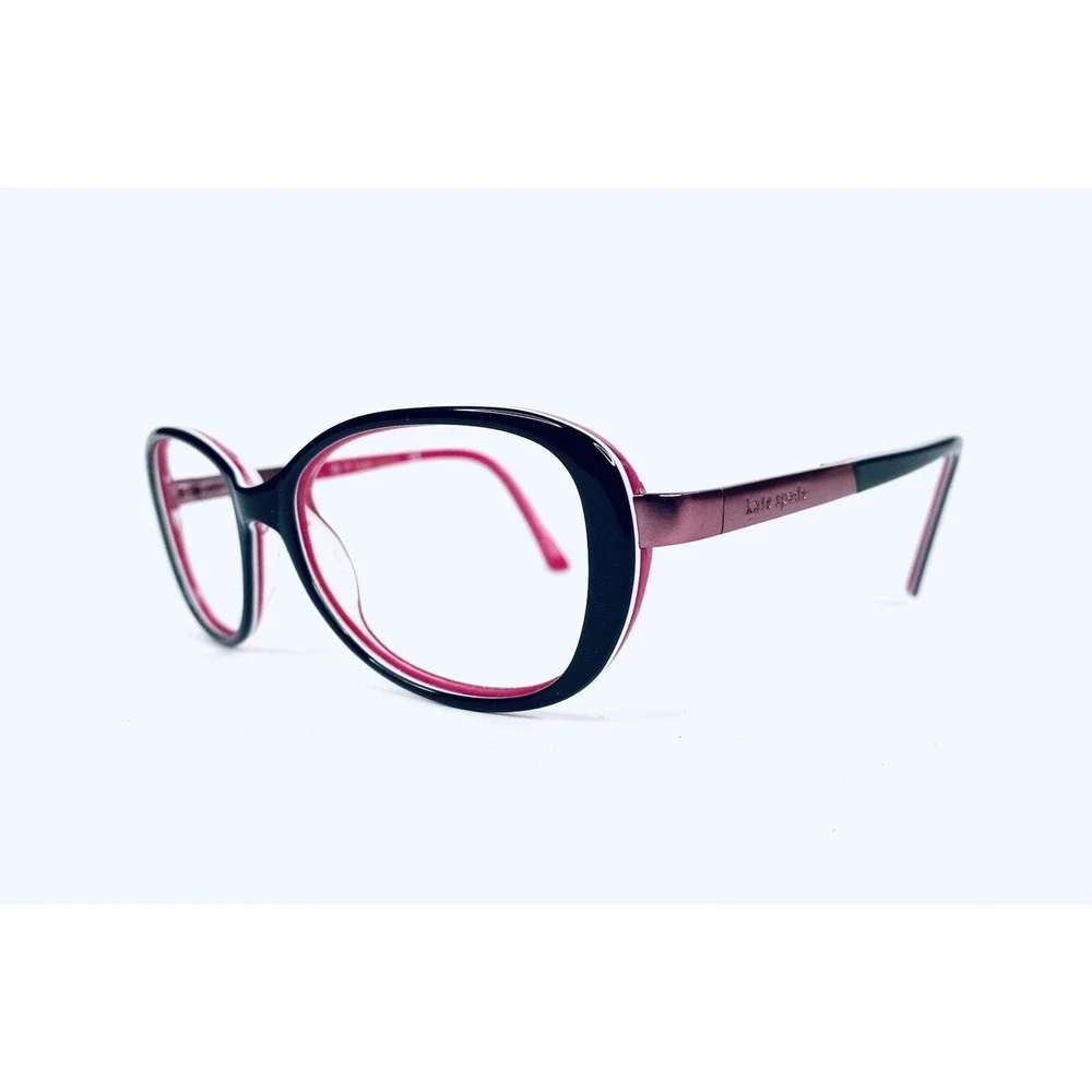 Kate Spade Black Pink Oval Glasses Rose Gold Accents Marsha 51 16 135